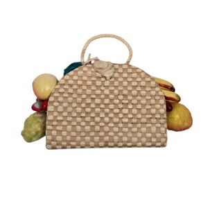 Vintage Barbie  Suburban Shopper #969 Straw Fruit Basket Purse Tote